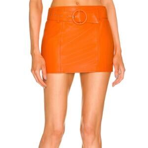 Camila Coelho Bea Leather Mini Skirt in Orange NWT SIze Small